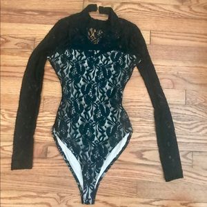 Beautiful Love Fire  Black Lace Bodysuit